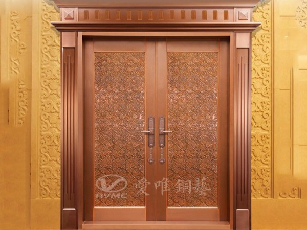 佛山銅門(mén)廠家愛(ài)唯銅藝——?jiǎng)e墅銅門(mén)祥云款式入戶銅門(mén)